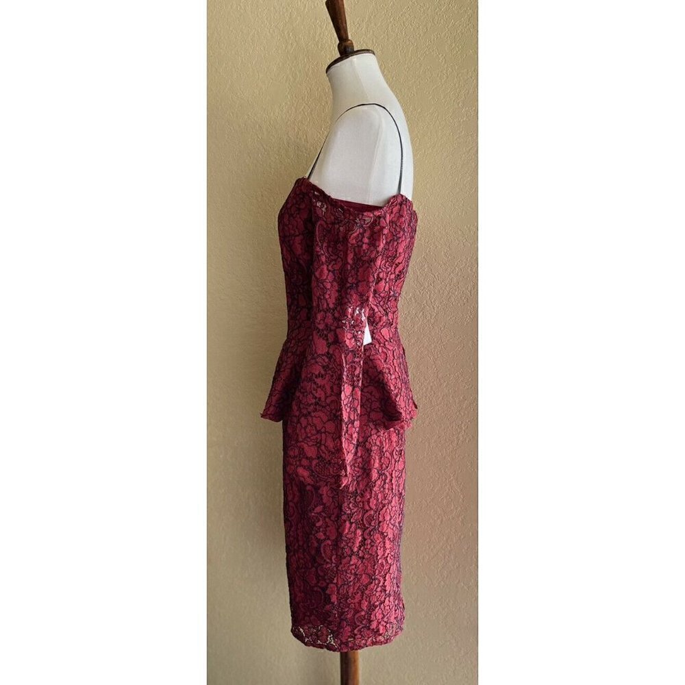 Laundry by Shelli Segal Women Red Peplum Lace Off-the-shoulder Cocktail Dress 6 - Picture 8 of 10